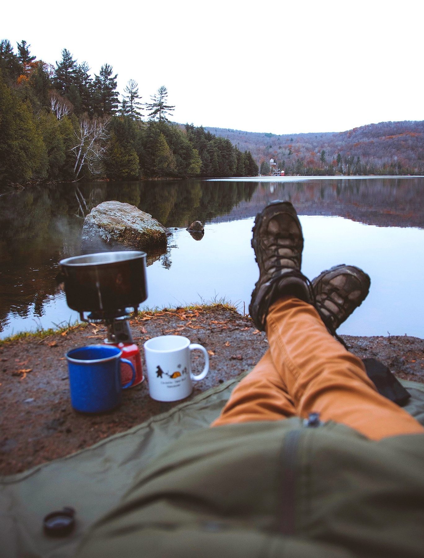 Fall camping guide tip: cool autumn days are made better with hot tea.