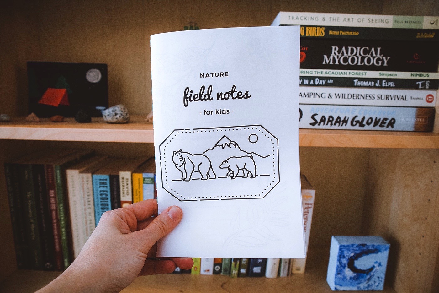 Photo of a nature journal for kids. The front cover reads, "Nature Field Notes for Kids." 
