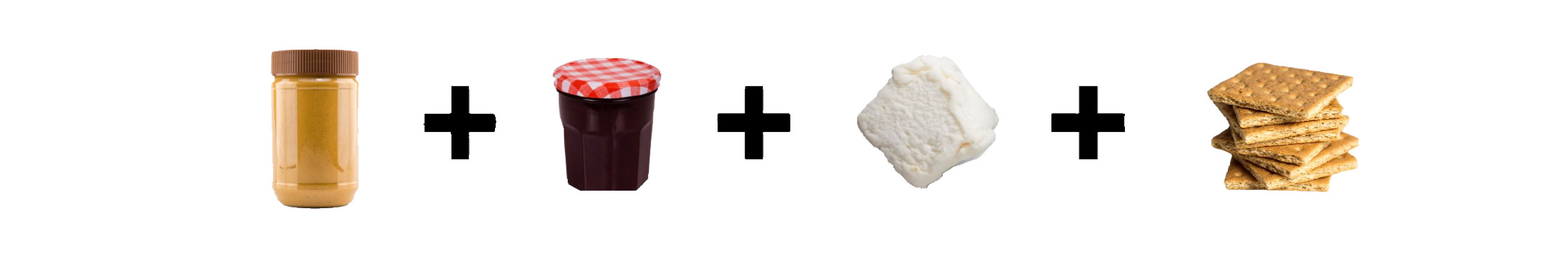 S’more combinations: peanut butter + strawberry jam + graham cracker + marshmallow